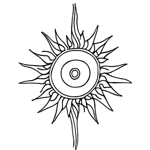 Sun Tribal Elegant With Squiggly Lines Coming Out Of Sun Spiral In The Middle