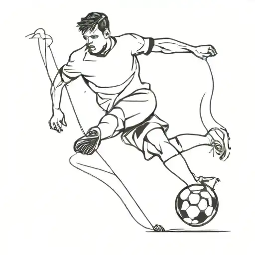 A Minimalist Design Of A Football Player Kicking A Ball On The Field