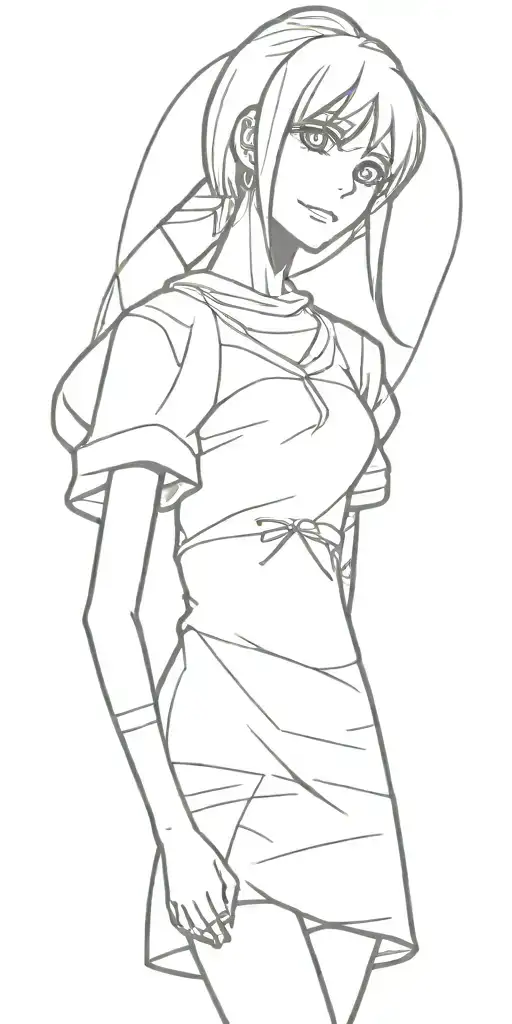 Happy Anime Girl Wearing A Dress