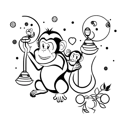 A Monkey Holding Honey And A Moon The Background