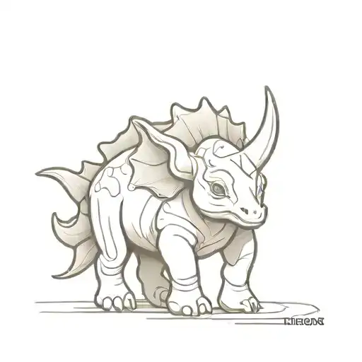 Baby Triceratops Fine Line