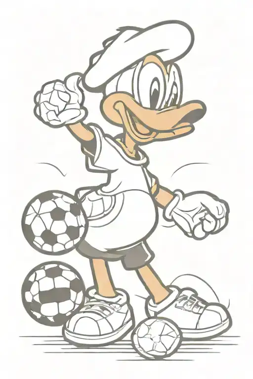 Donald Duck Playing Soccer Ball