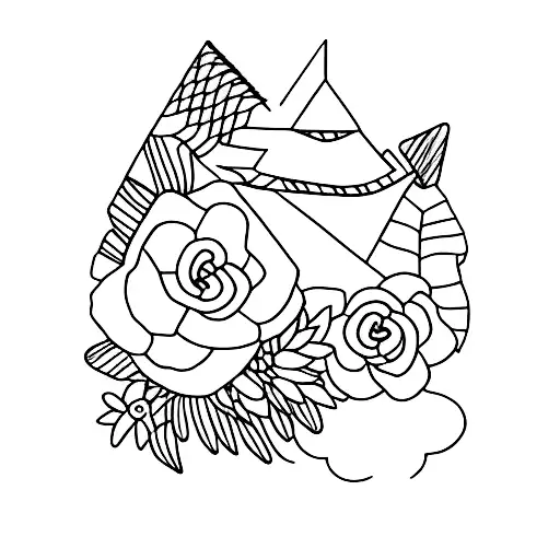 Mountain And Flower Forming Letter X