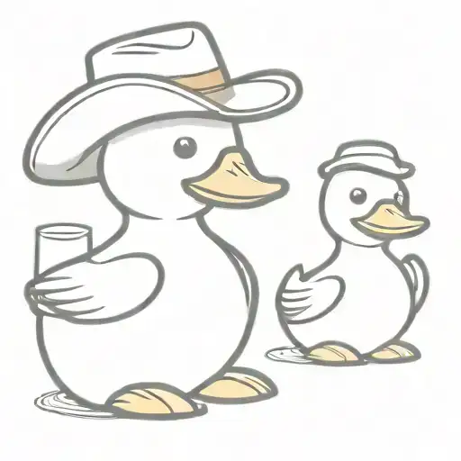 Two Rubber Ducks One In A Bucket Hat One In A Cowboy Hat Both Holding A Glass Of Wine