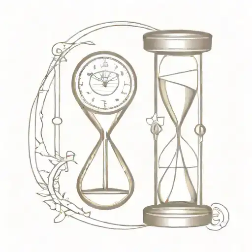 Hourglass And Compass With Clock
