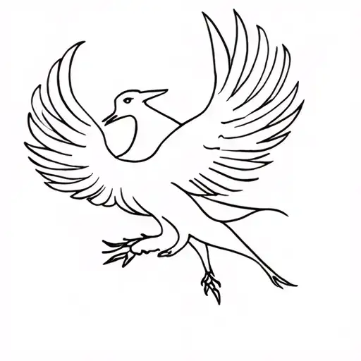 Blank Line Simple Outline Phoenix Bird