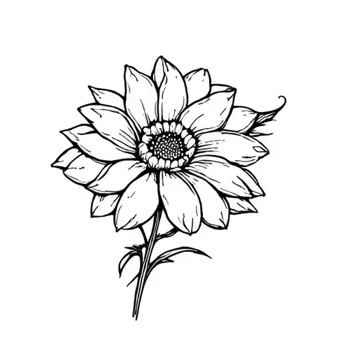 Small Thin Black Outline Of A Dahlia Flower