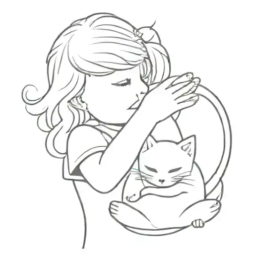 Little Girl Holding Cat