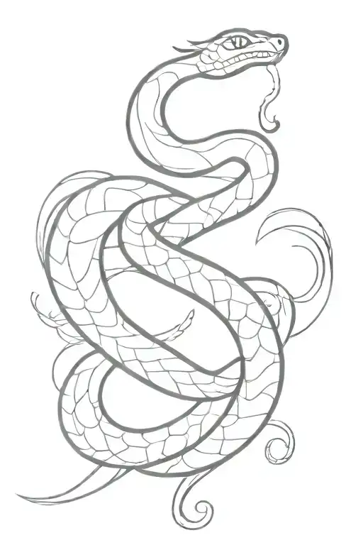 Snake Coiled With Fire With A Snake Surrounding The