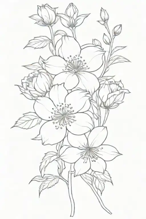 Birth Month Flower Intertwined Representing The Client's