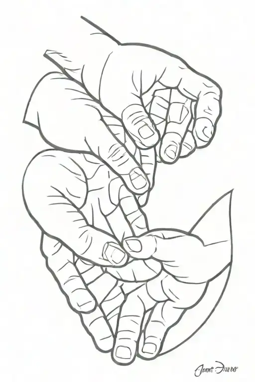 Father Holding Daughters Hand Reaching