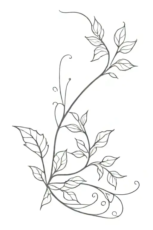 Simple Vines Leaf Flower Tattoo Design