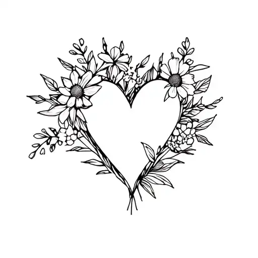 Birth Month Flower Bouquet And Heart