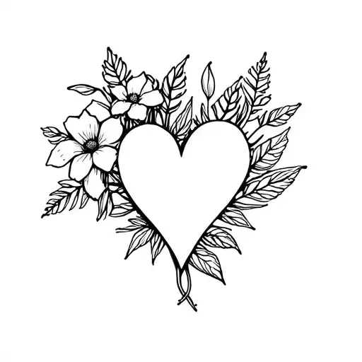 Birth Month Flower Bouquet And Heart Tattoo Design