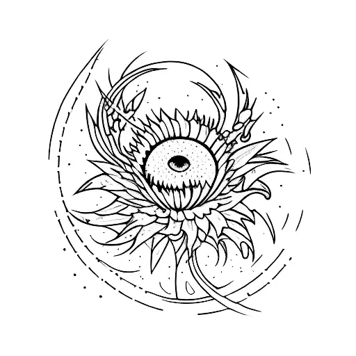 Tattoo Sleeve In Van Gogh Style With Red And Black Colors