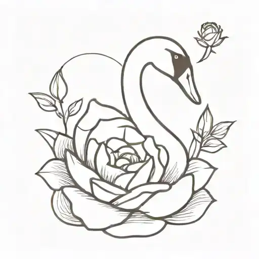 A Swan With A Body Made Of A Rose