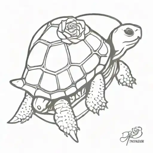 Tortoise With A Rose As His Shell