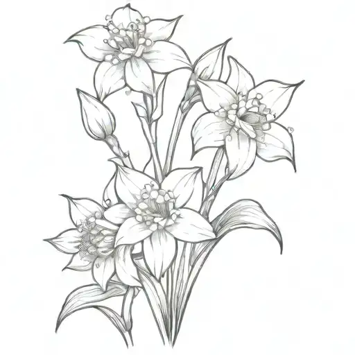 Narcissus And Lily Of The Valley Flowers Line