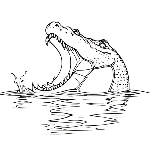 Alligator Head Emerging From Water With Open Mouth