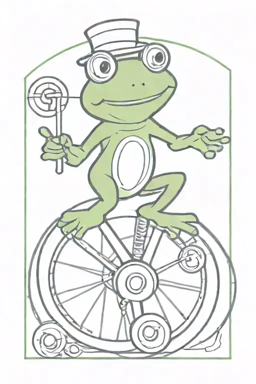 Cartoon Frog Tied To A Spinning Circus Wheel