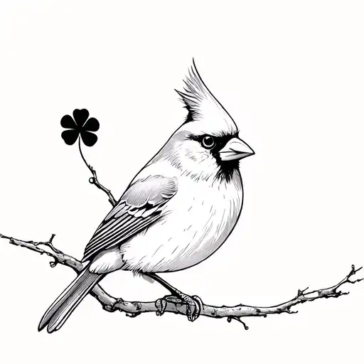 Cardinal Holding A Four Leaf Clover Tattoo Inspired