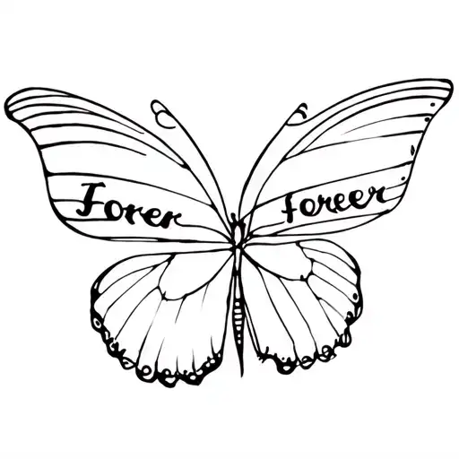 Line Drawing Butterfly With The Word Forever As The Spine