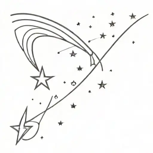 A Minimalist Tattoo Design Of A Shooting Star Streaking Across The Night Sky