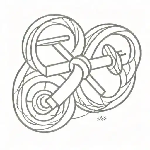 A Minimalist Tattoo Of A Dumbbell Intertwined With A Therapy Symbol