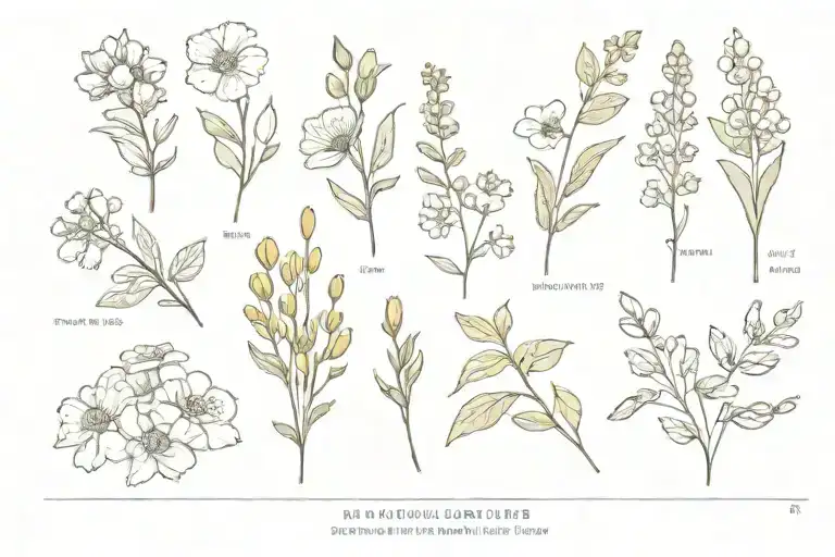 Row Of Small Birth Flowers March September December