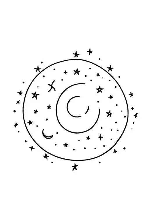 Moon With Stars Around It Simple