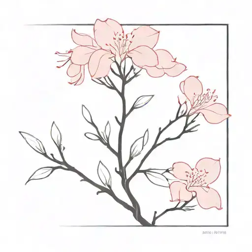 Pink Azalea I Emerge With Thin Branches In Black And White