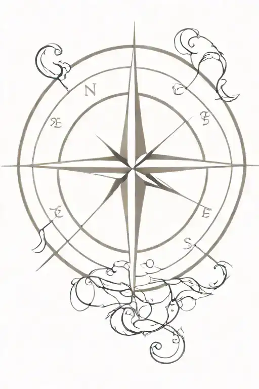 Compass Design Featuring Anchor Intertwined