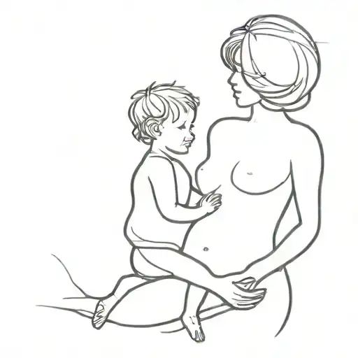 A Minimalist Silhouette Of A Mother Holding A Child