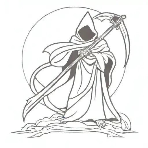 Grim Reaper Holding Scythe Blade Saying Resurrection