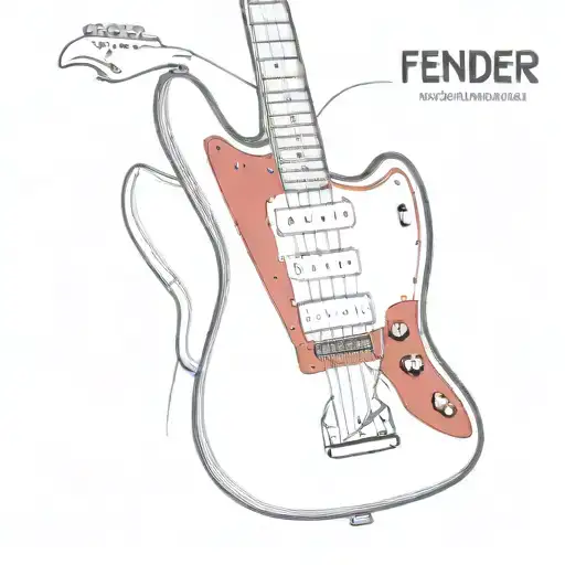 A Minimalist Tattoo Of A Fender Jazzmaster Guitar With A Red Body And Black Pickguard
