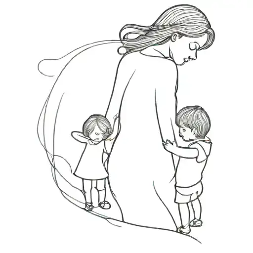 Woman With A Dark Shadow Of A Little Girl