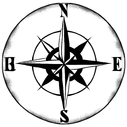 Compass Rose With Nautical Star