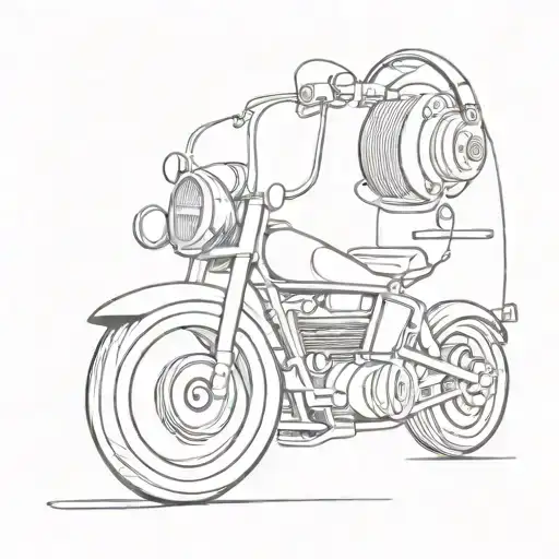 Motorcycle And Music With Headphones With Notes Details