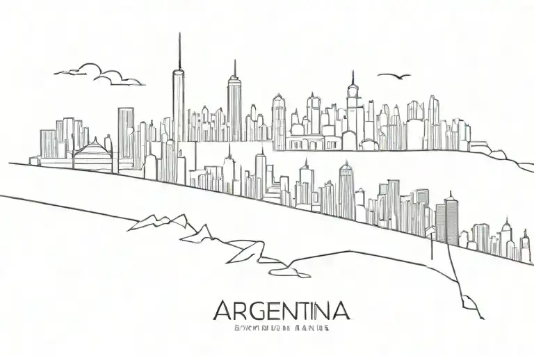 Argentina City Skyline Made Entirely Of Black