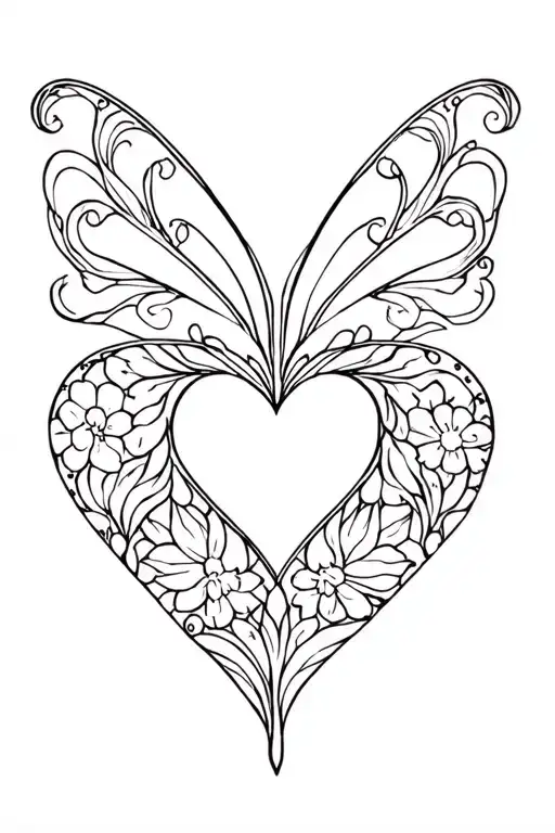 A Minimalist Design Of A Heart-shaped Butterfly Made Up Of Intricate Floral Patterns