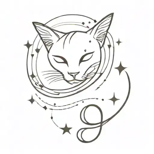 A Celestial Cat Constellation With Music Notes As Stars
