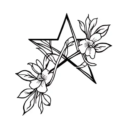 A Star With Flowers Intertwined