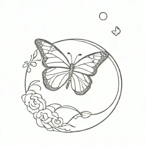 Butterfly Moon Small Simple One Line