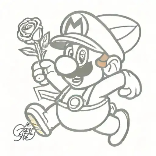 Super Mario Holding A Rose