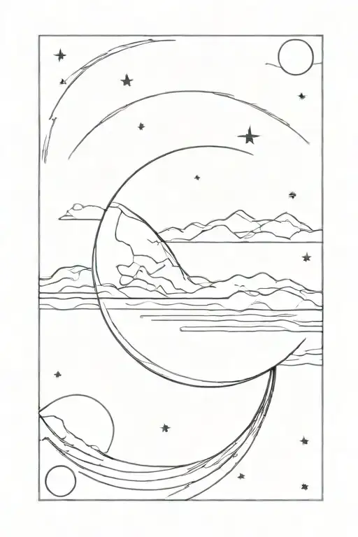 Moon With Lines Behind His Back