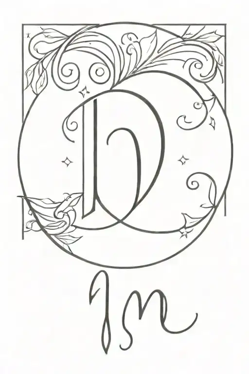 Half Moon With Letter M And Heart