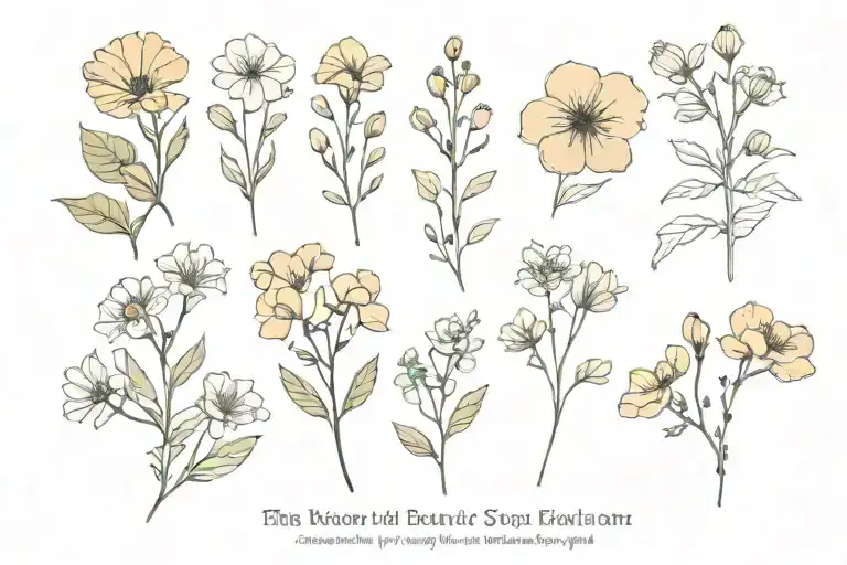 Row Of Small Birth Flowers March September December