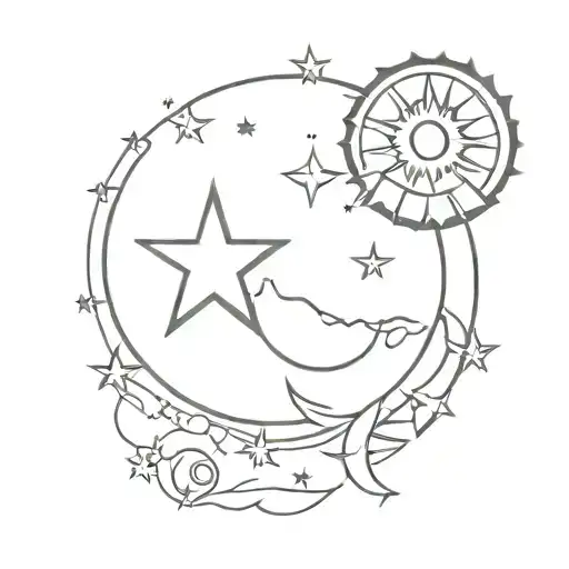 Sun Moon And Star In A Line