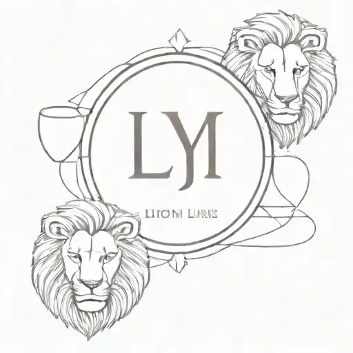 Lion Line Symmetrical With A And Y And Two Little Cups