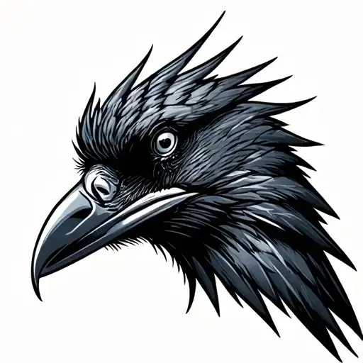 Profile Of A Crows Head In The Dark